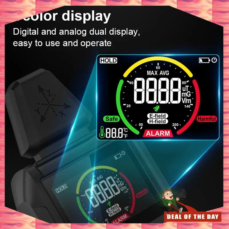

24-Hour Delivery MESTEK Portable Electromagnetic Radiation Detector Household Temperature Humidity Tester Digital Color Display