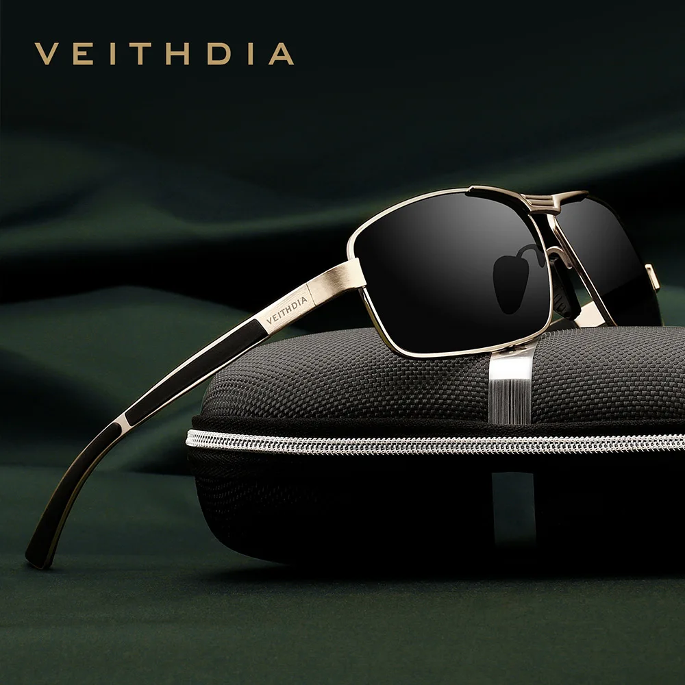 VEITHDIA Men Sunglasses Vintage Polarized UV400 Lens Driving Sun Glasses Rectangle Eyeglasses For Male Eyewear Accessories 2490