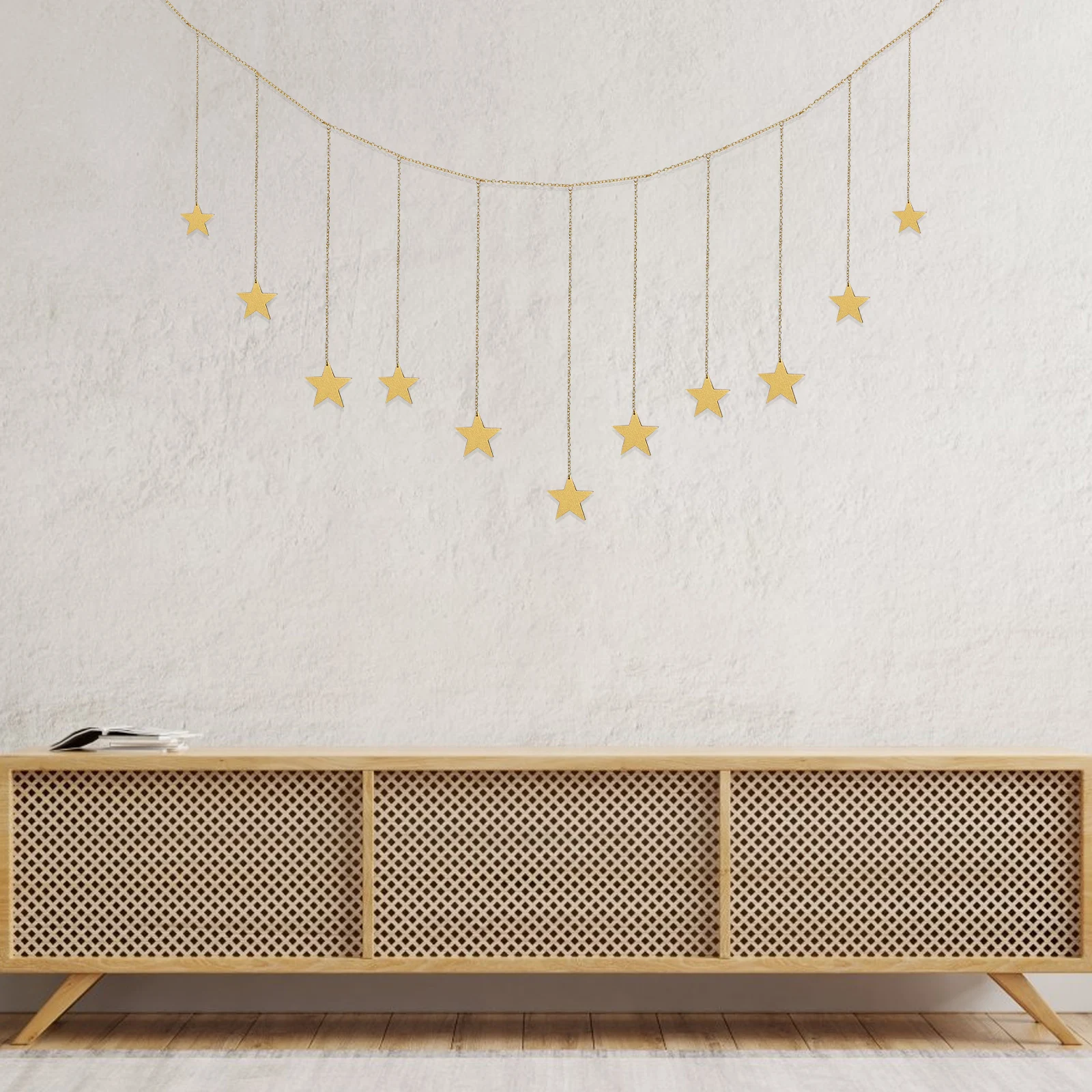

1pc Metal Stars Wall Hanging Decor Golden Star Chain Home Pendant Creative Art Room Dinning Kitchen Office Gifts