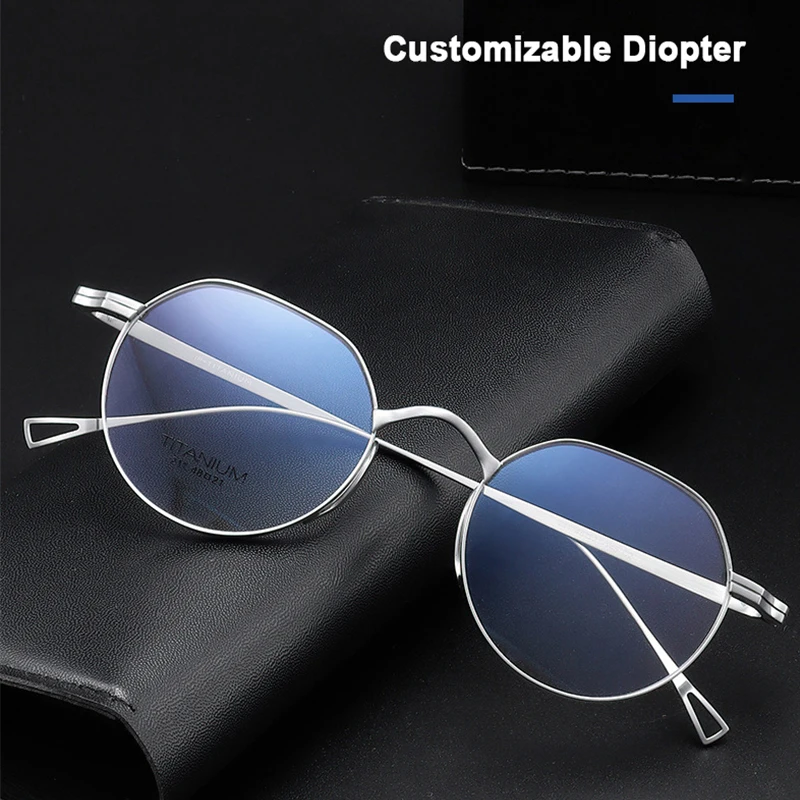 Japanese Brand Designer KMN9916 Pure Titanium Glasses Men Retro Eyeglasses Anti-blue Light Ultralight Photochromic Frame