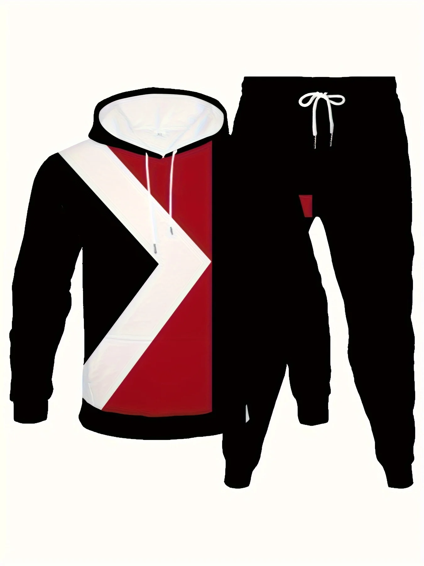 

Autumn/Winter New Y2K Sports Set Hoodie Color blocked Printed Men's Fashion Oversized Comfortable Daily Street Two Piece Set