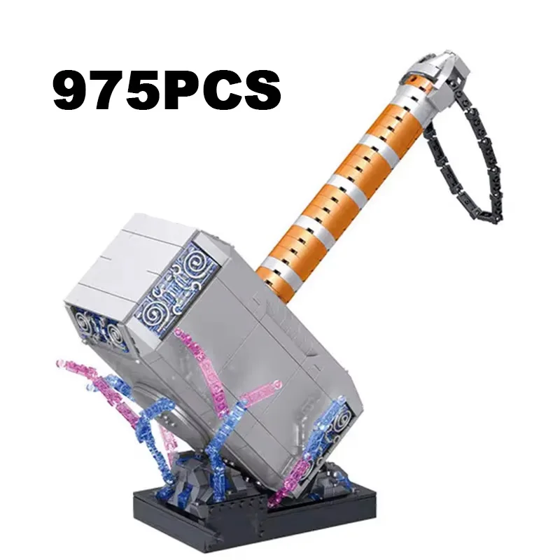 

975PCS Creative Thunder Hammer Model Building Blocks Thor Weapon MOC Assemble Bricks Toys Christmas Gifts For Boys Adult Friends