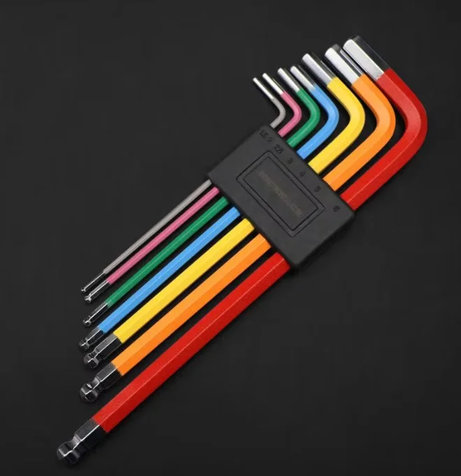 7PCS Colorful Hex Bike Tool Kit MTB Road Bicycle Repair Wrench Set including Flat Ball & Spanner 1.5/2/2.5/3/4/5/6mm