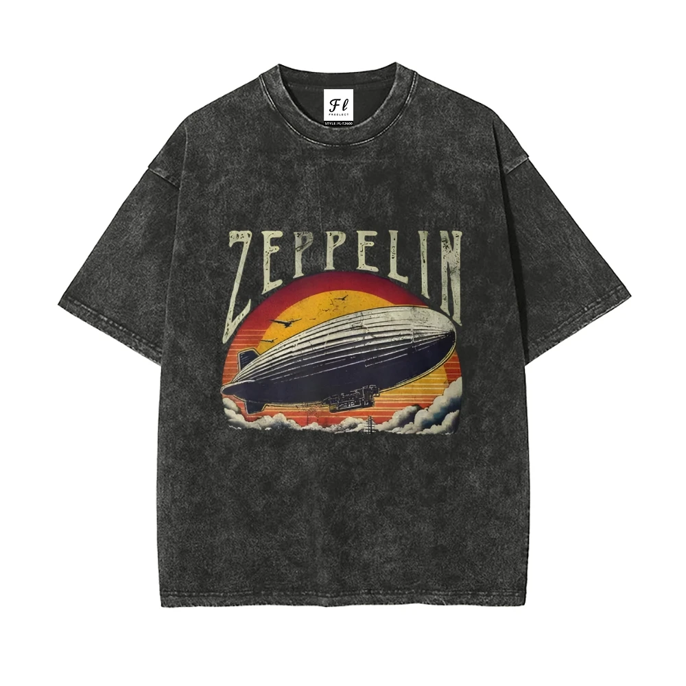 

Zepplin Graphic Washed Tee Summer Top Wearing Trendy Comfort Color Oversized Streetwear Vintage Retro Y2K Fashion Style