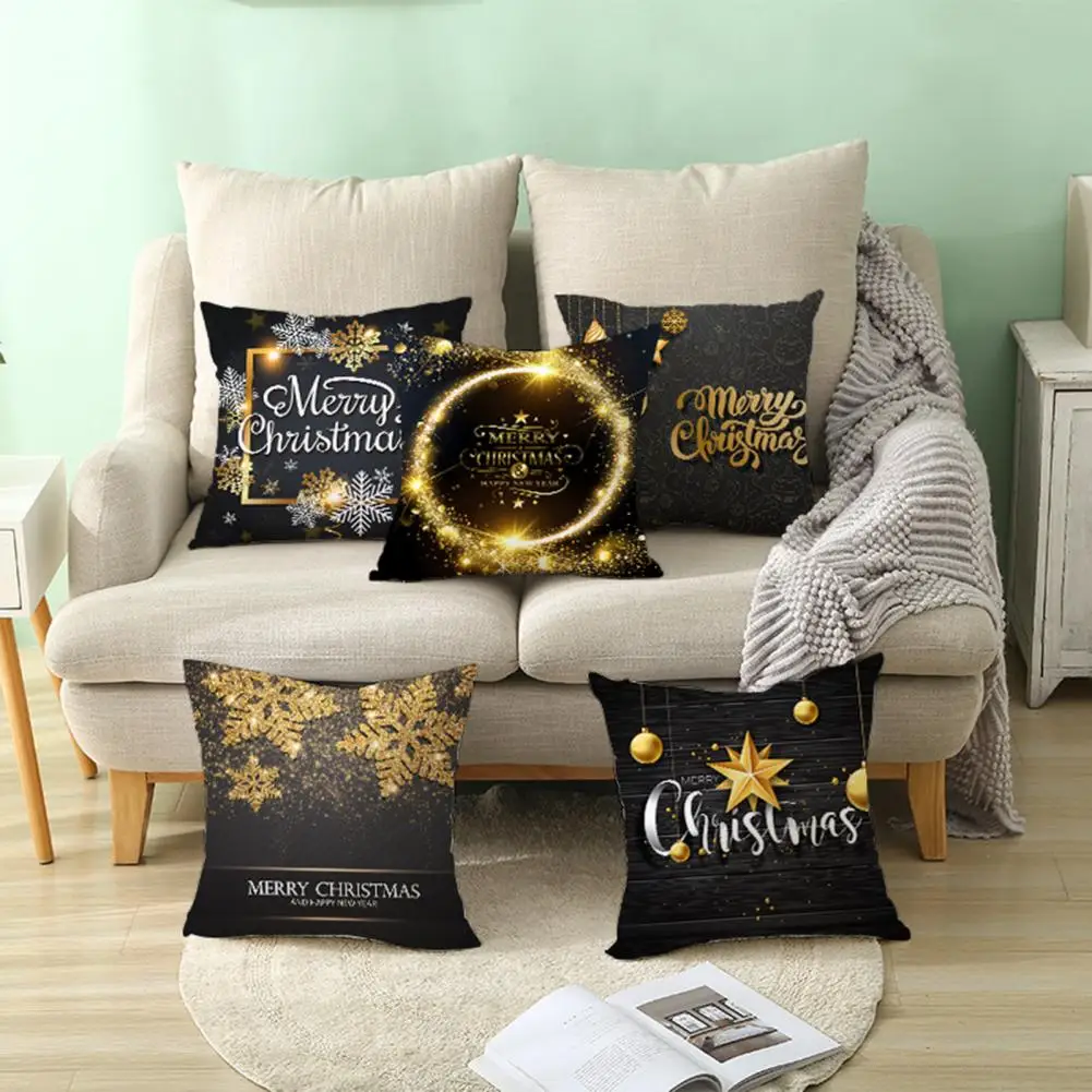 Christmas Cushion Cover Soft Comfortable Touch Hidden Zipper Pillow Cover Snowflake Pattern Throw Cushion Case Home Decor