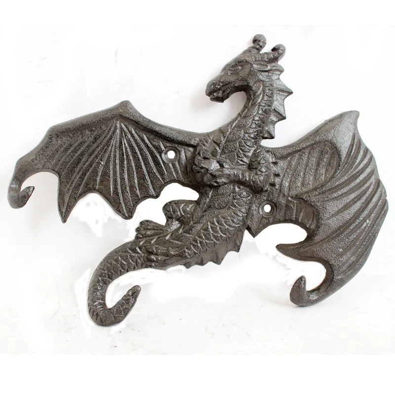 Wall mounted Cast iron antique biwinged dragon hooks for Coat Key holder Rack Hanger Livingroom decor Home decor gift