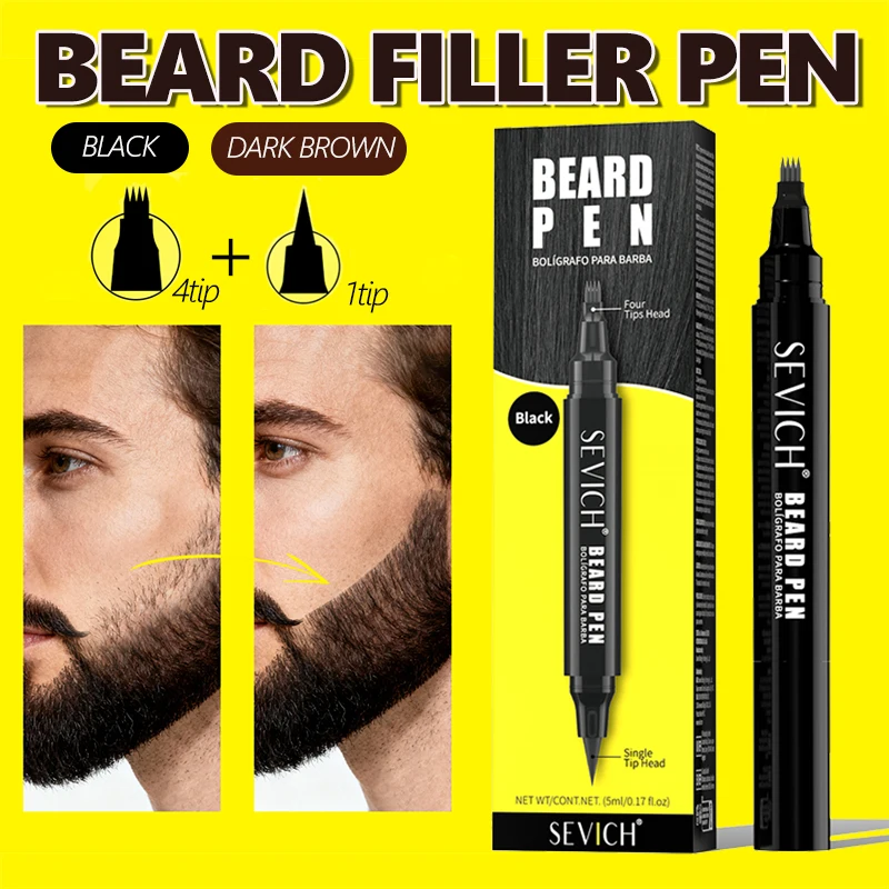 Natural Beard Dye Pen Long Lasting Beard Coloring For Men Beard Filler Pencil Removal White Grey Hair Moustache Coloring Shaping