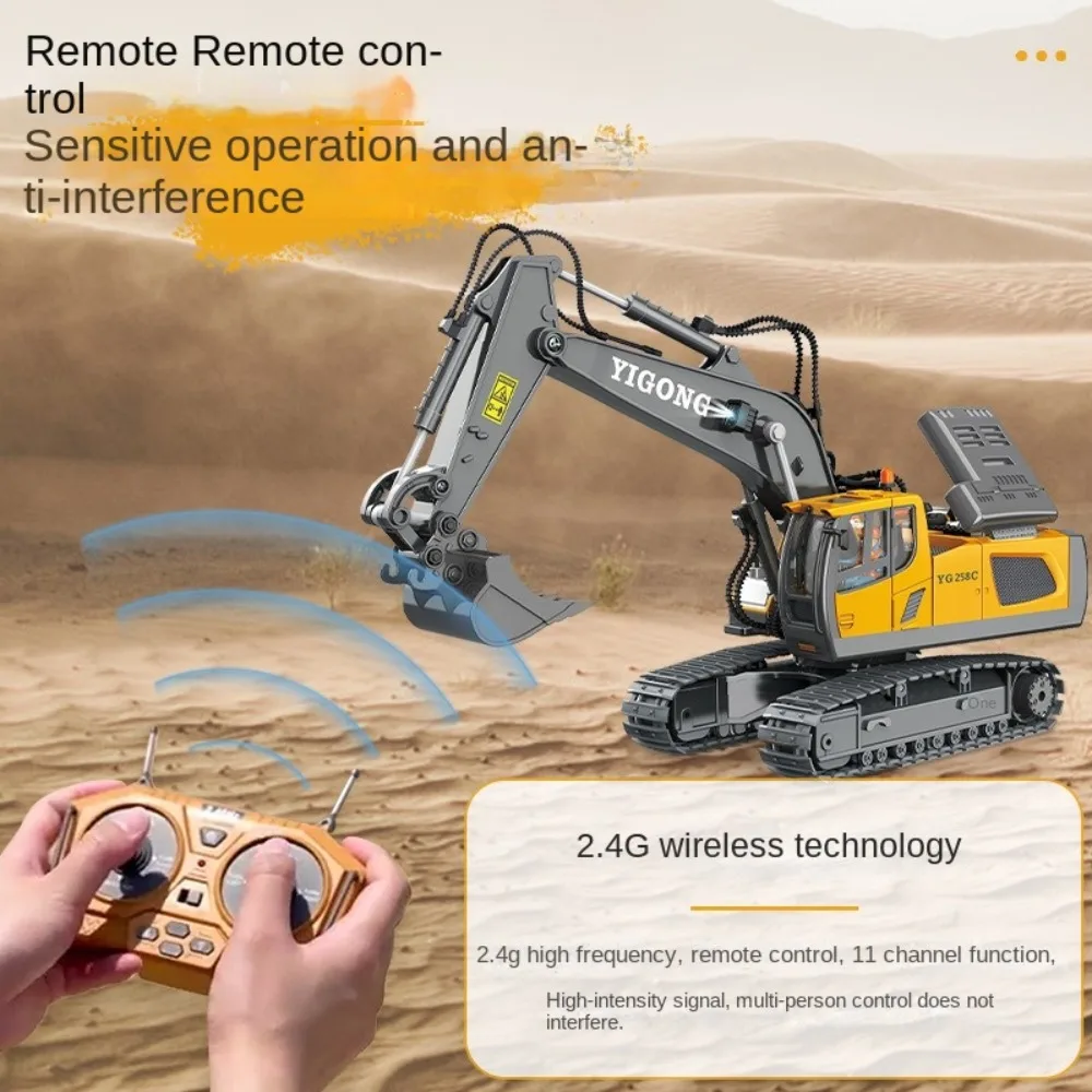 2.4G Afstandsbediening Graafmachine Kipper Legering Plastic 11-kanaals Bouwvoertuig Simulatie RC Automodel Speelgoed Kid Gift