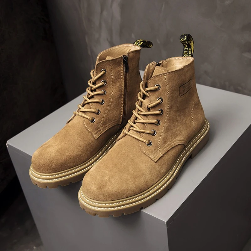 

Autumn New Men Shoes Genuine Leather Boots Lace-up High Top Casual Shoes Street Cool Ankle Boots
