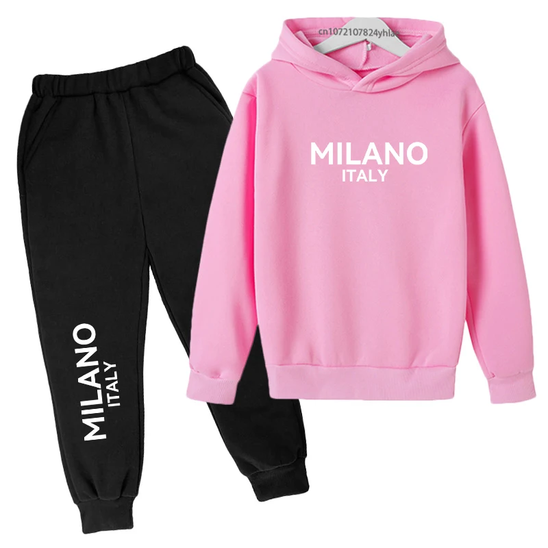 

Kids Leisure Letter Print 2pcs Hoodie+Pants Tracksuits 3-13 Years Boys Girls Spring Autumn Outfits Streetwears Children Clothes
