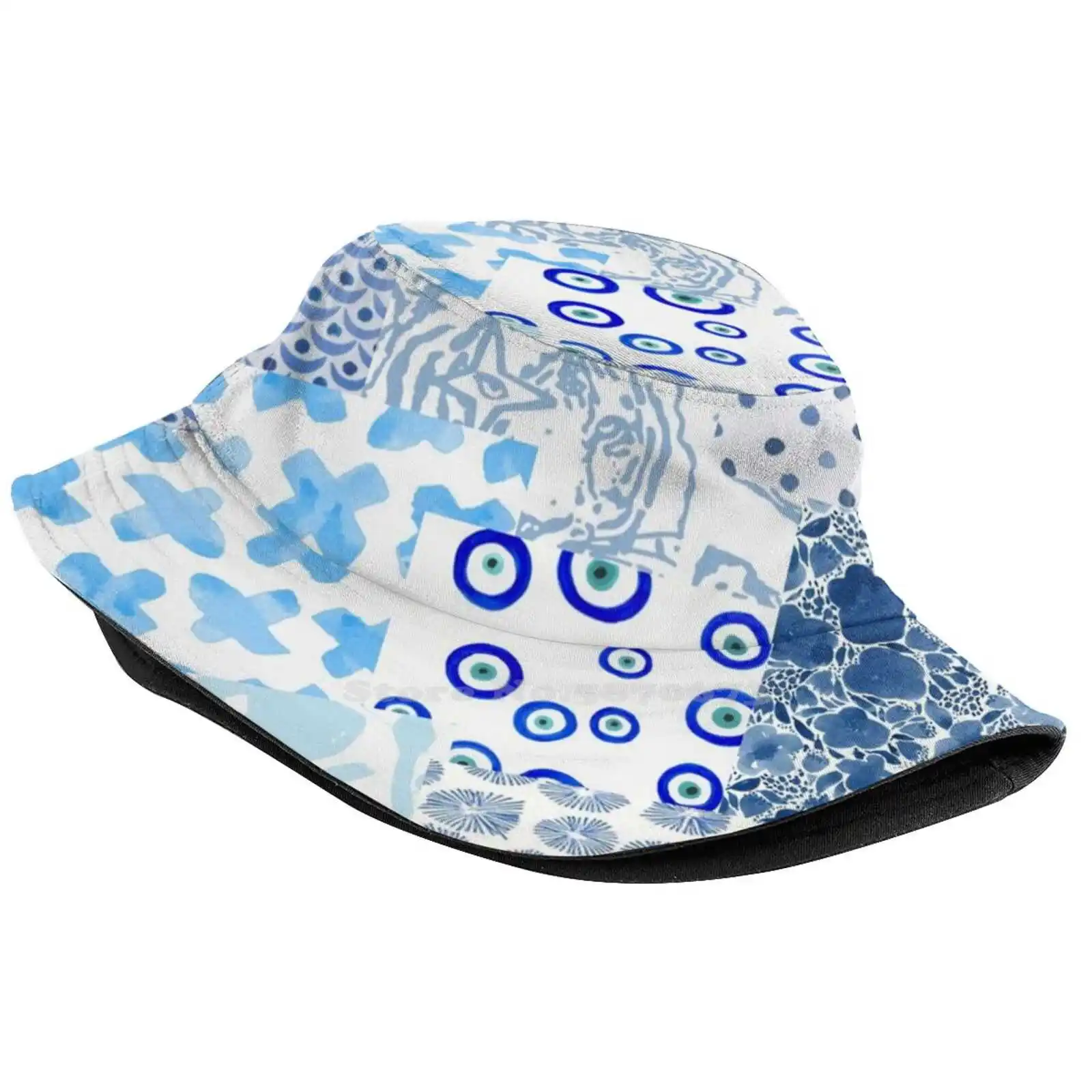 Blue Clue Collage Bucket Hat Sunscreen Hats Loveshackfancy Blue Collage Rollerrabbit Preppy Eyes Floral Cute