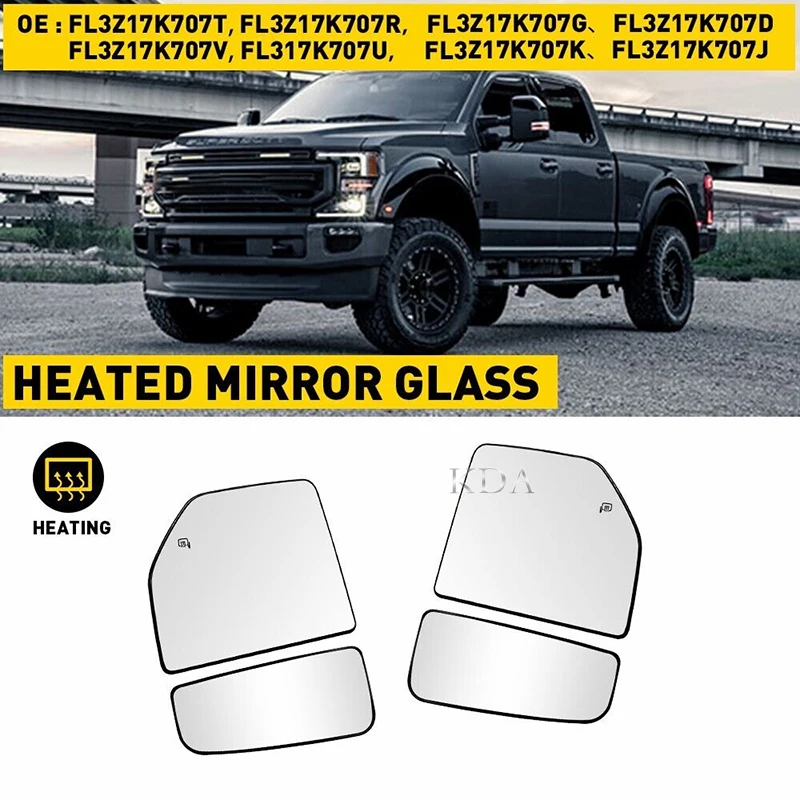 Auto Left Right Side Heated Wing Rear Mirror Glass for Ford F150 2015 2016 2017 2018 2019 2020 F250 F350 F450 F550 2017-2022