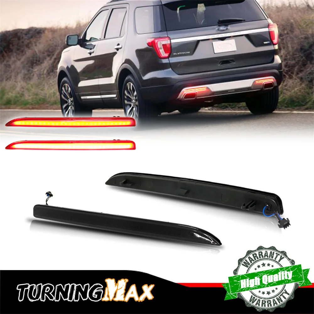 

Red LED Car Rear Bumper Reflector Tail/Brake Lights Rear Fog Lights w/ Sequential Turn Signal Lights For Ford Explorer 2016-2019