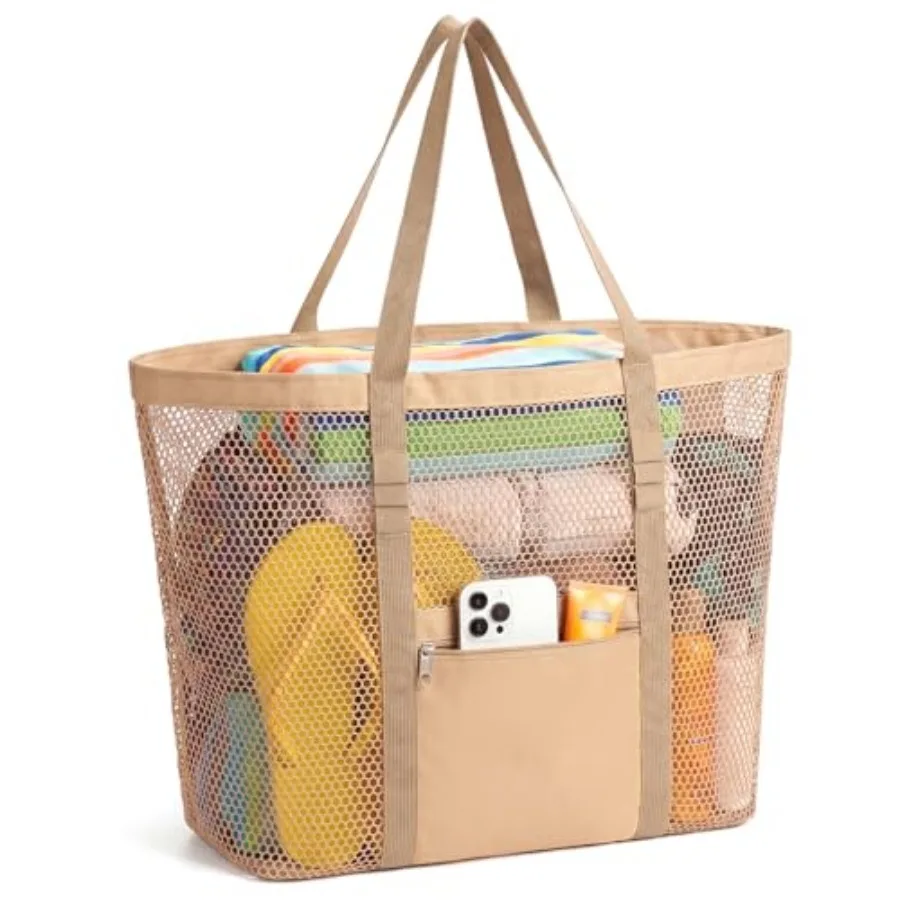 

Women's Mesh Beach Bag, Stylish Beach Tote for Swimming, Travel and Vacation Essentials, Lightweight Design for Poolside