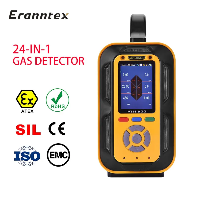 Eranntex Advanced Wireless 24 in 1 Gas Analyzer Portable N2 NH3 CL2 Multi Gas Detector with 4G GPS for Industrial Safety Alert