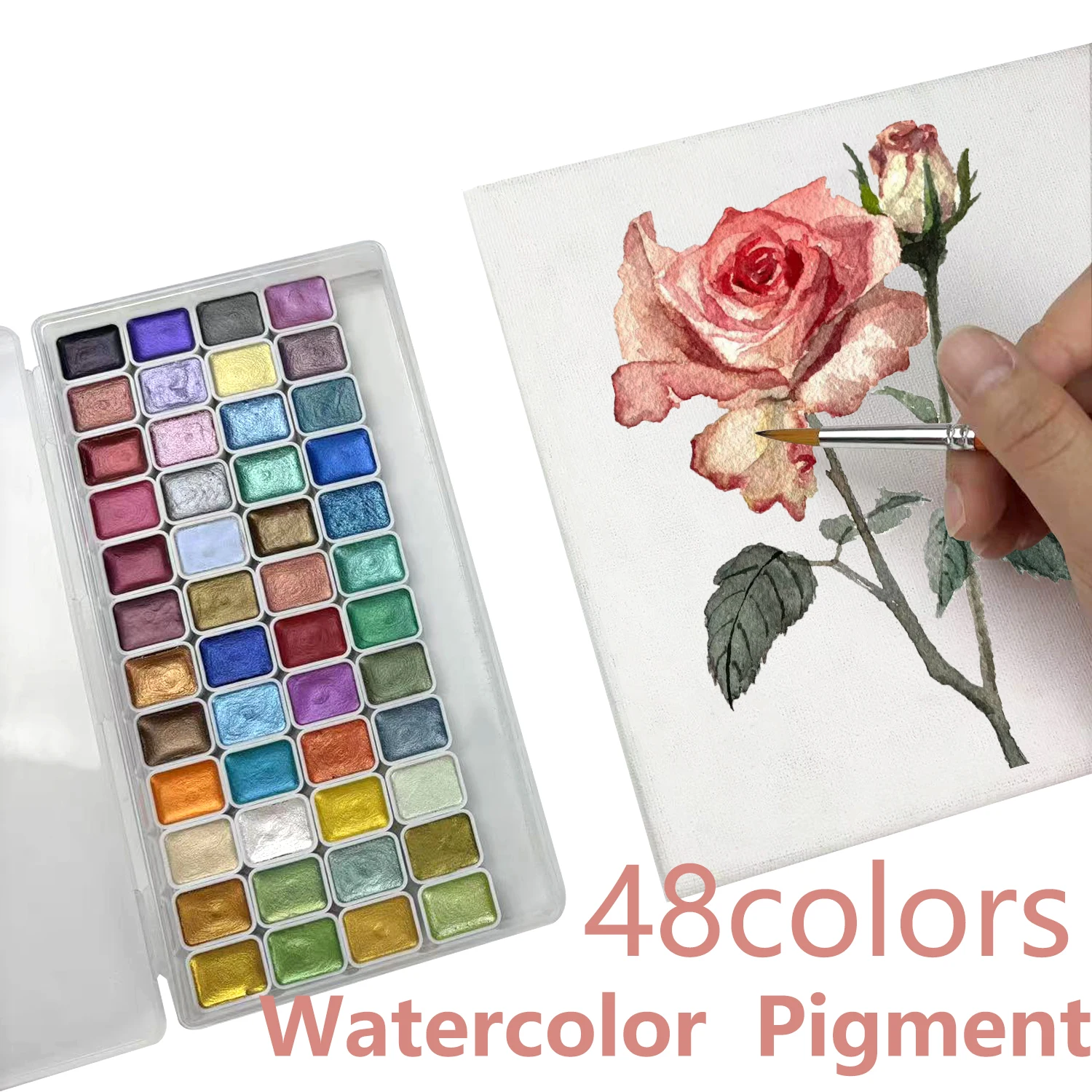 

48-цветный набор акварельных красок металлик, портативный и легкий, высокий твердый пигмент, звездные оттенки, для художников и профессионалов