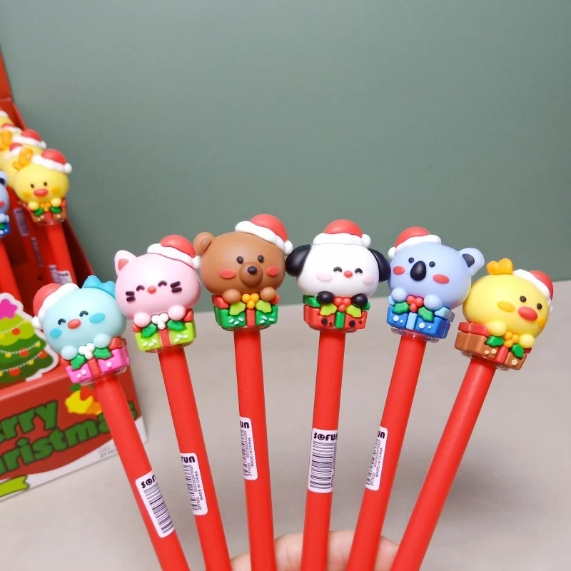 

36pcs/lot Kawaii Christmas Cat Bear Dinosaur Gel Pen Cute 0.5mm Black Ink Neutral Pens Promotional Gift Office School Supplies