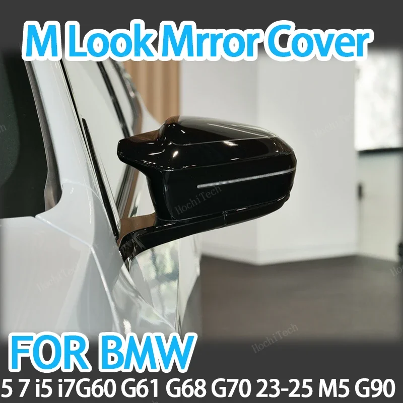 M style Rearview Side wing mirror cover cap Glossy Black forBMW 5 7 I5 I7 Series G60 G61 G68 G70 M5 G90 Left Hand Drive 2023-up