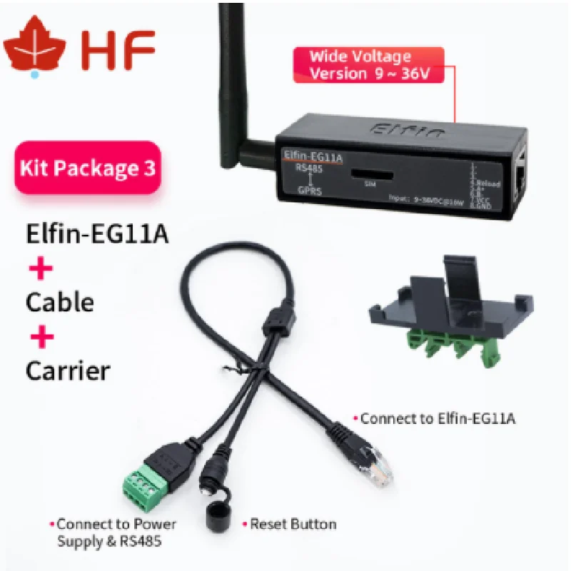 

multimeter Elfin-EG11A 9~36V Serial Port Device Connect to Network Modbus TPC IP Function RJ45 RS485 to GSM GPRS Serial Server