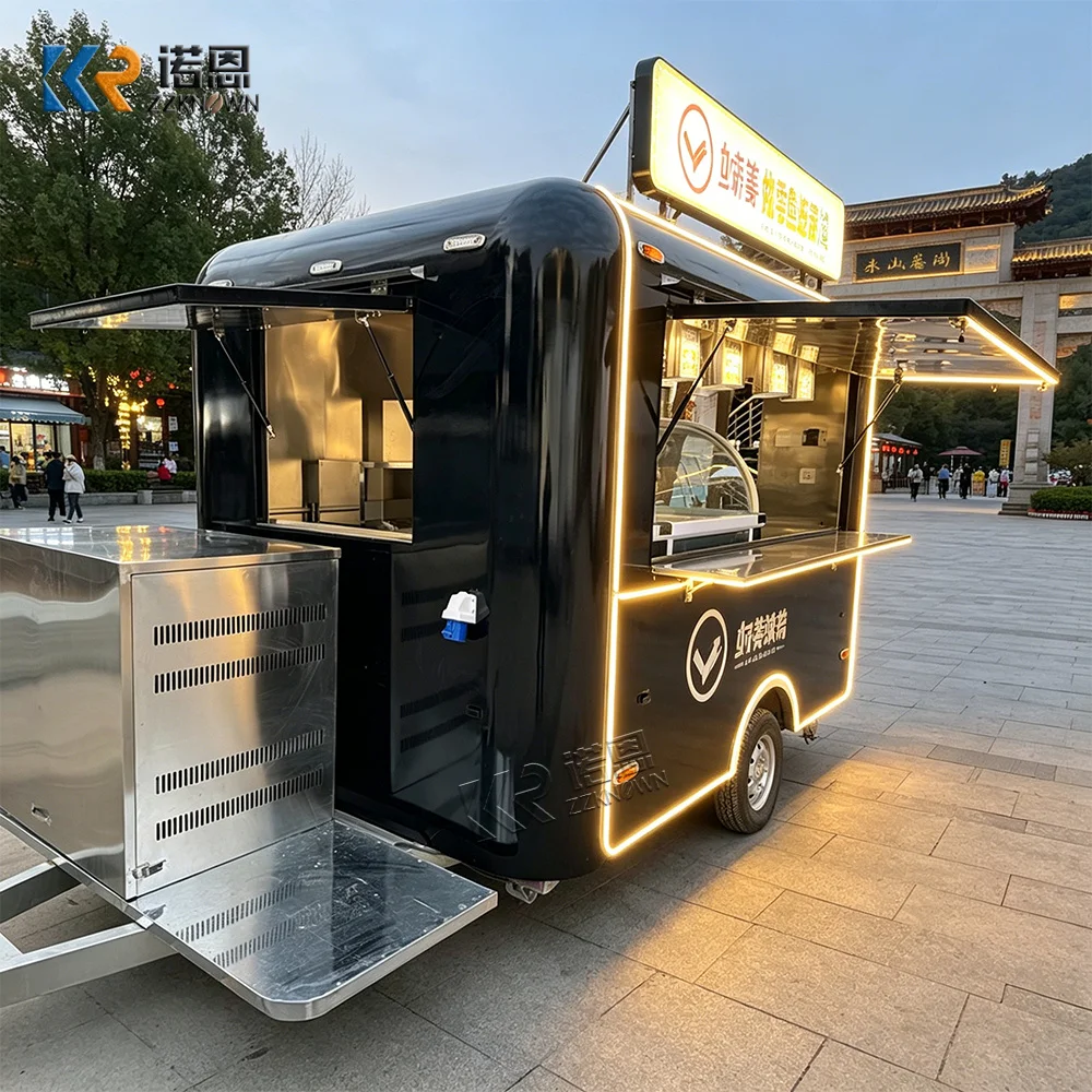 Portable Food Truck Mobile Catering Kitchen Trailer Street Vending BBQ Burger Coffee Ice Cream Fast Food Trailer For Sale