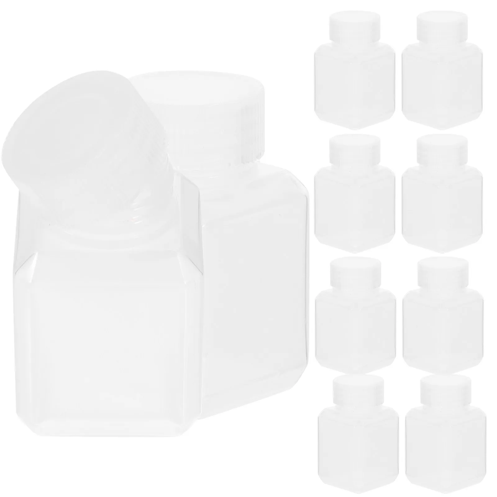 

10Pcs Thick Sealed Plastic Bottles Small Square Storage Containers Sample Dispensing Lab Bottles for Liquids Powder