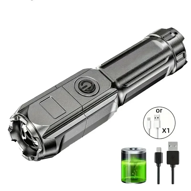 강력한 LED 손전등 충전식 USB 방수 줌 낚시 사냥 캠핑 100,00 루멘 전술 손전등 LED 토치