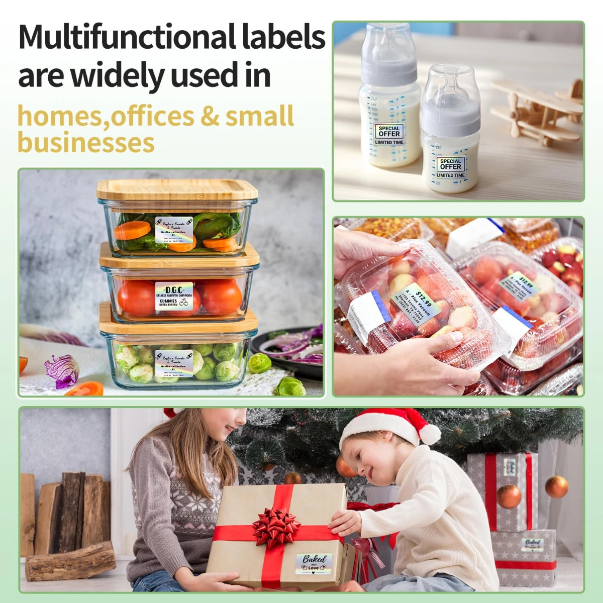 ملصقات حرارية تدريجية M110 - ملصقات لاصقة مقاس 1.57 بوصة × 1.18 بوصة (40 × 30 مم) للعنونة والرمز الباركود والبريد والشعار والملف