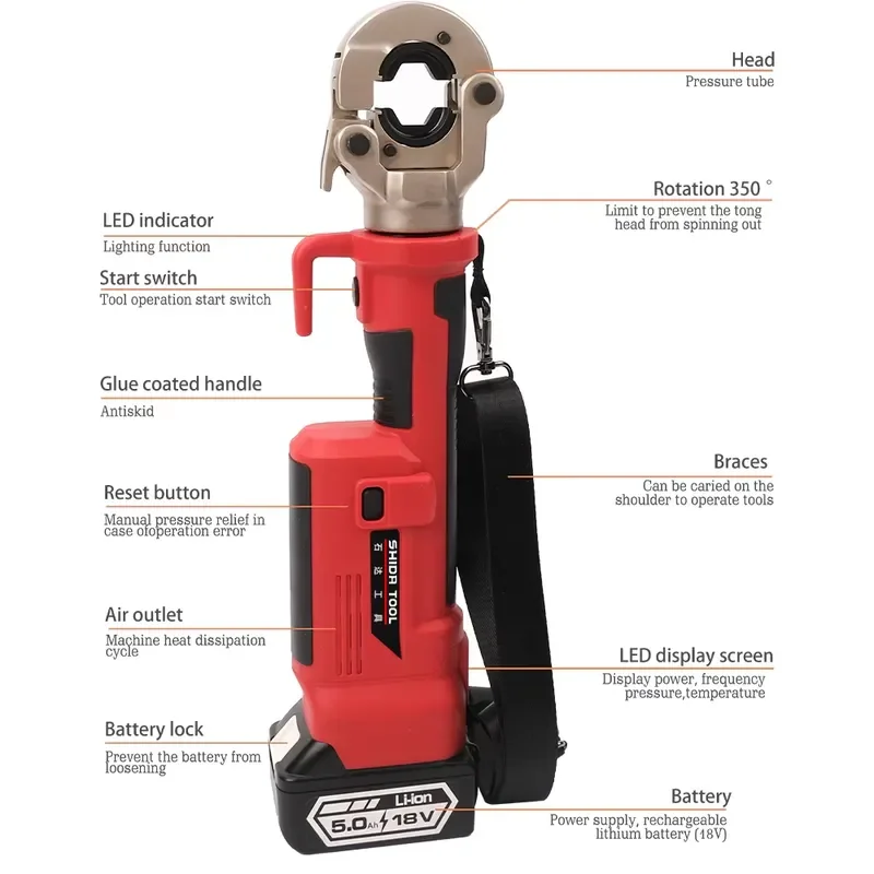 Most Popular Hotsale Hydraulic Lug Crimper Plier 10-300mm² Battery Operated Hydraulic Cable Crimping Tool