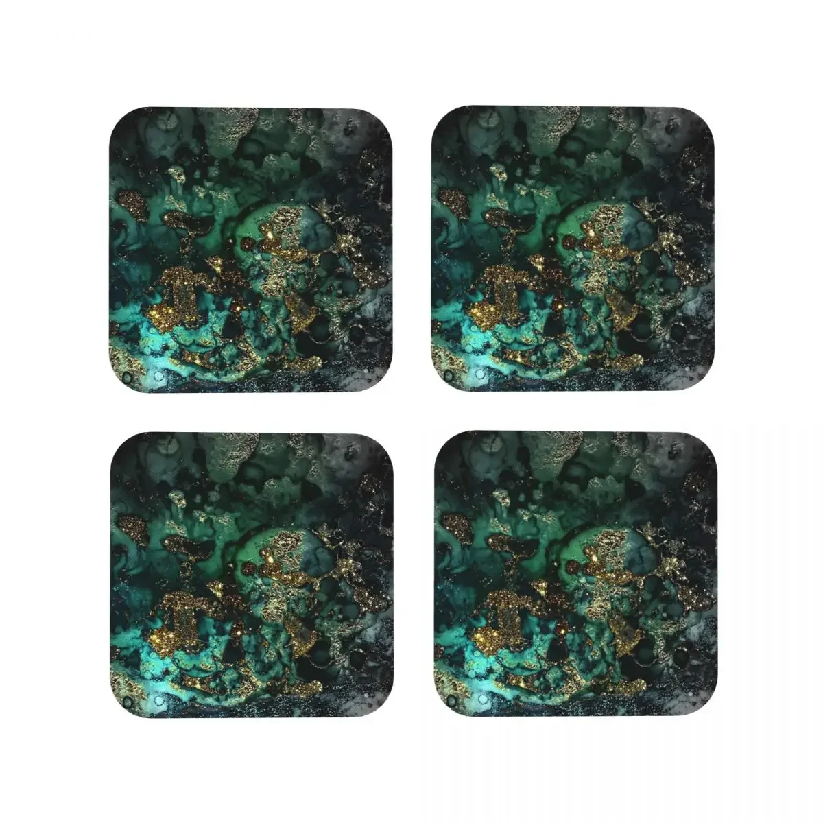 Gold Indigo Faux Malachite Marble Coasters Coffee Mats Leather Placemats Mug Tableware Decoration & Accessories Pads for Home