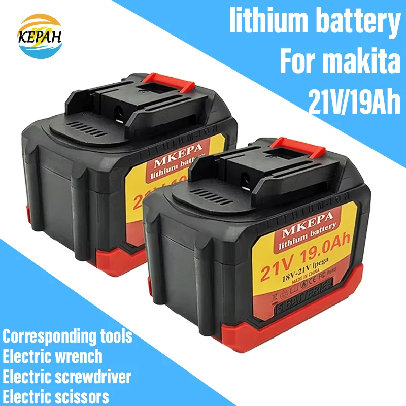 21V Tool Battery For Makita, 19Ah Rechargeable Lithium Battery, 18-21V 19000mAh Battery, Used For Electric Drills Or Chainsaws