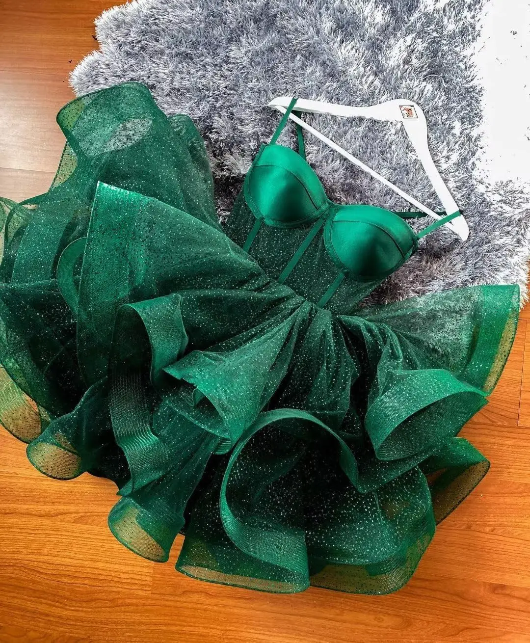 Organza Tulle Homecoming Dresses Spaghetti Straps Layered Short Prom Dress Sweetheart Cocktail Gown cocktail dress