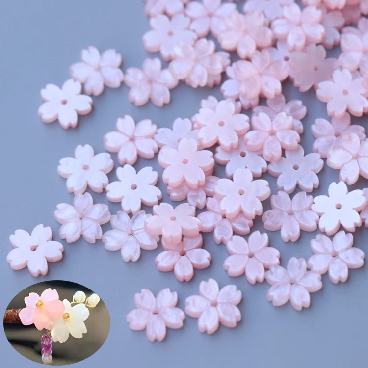 10-50pcs 12mm Resin Flower Petal Beads Sakura Charms Pendants Loose Spacer Bead for DIY Jewelry Buttons Hairpin Handmade