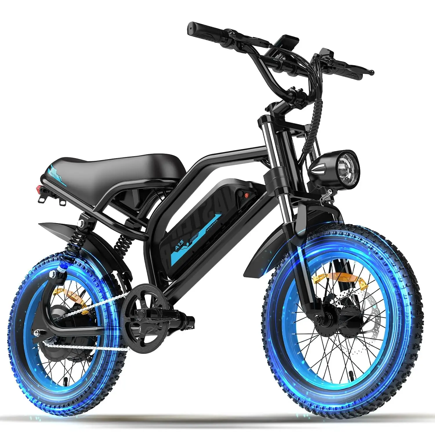 16'' 500W Electric Fat Tire Bike 36V/12.8Ah Battery 20MPH 45 Mile Range Mountain Ebike Adults Teens, Customized