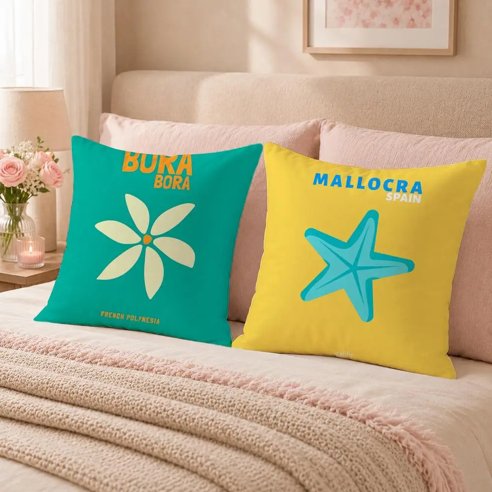 Travel Theme T-TravelS Cushion Cover Double-Sided Printed Pillow Cover Hypoallergenic Dust-Mite Proof