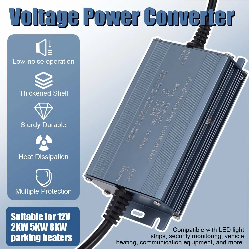 

EU AC 110V/220V To DcC 12V 20A Universal Power Converter, For 12V 2KW 5KW 8KW Parking Heater, With Plug Cable