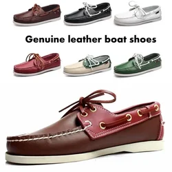 2024 Men Mocassins Classic Genuine Leather Docksides Boat Shoes Brand Design Driving Shoes Casual Flats Loafers