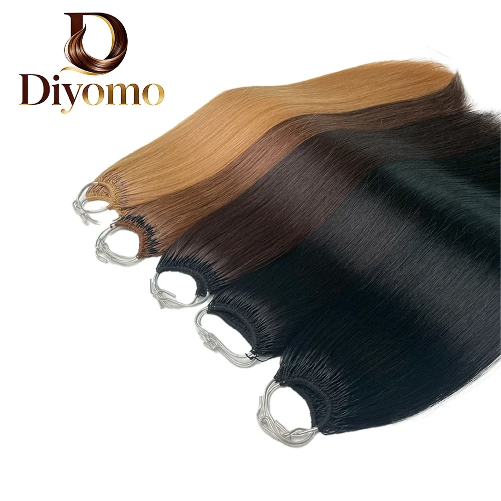 Korean pure cotton 100% real hair cotton thread double head double brushed feather hair extensions natural color
