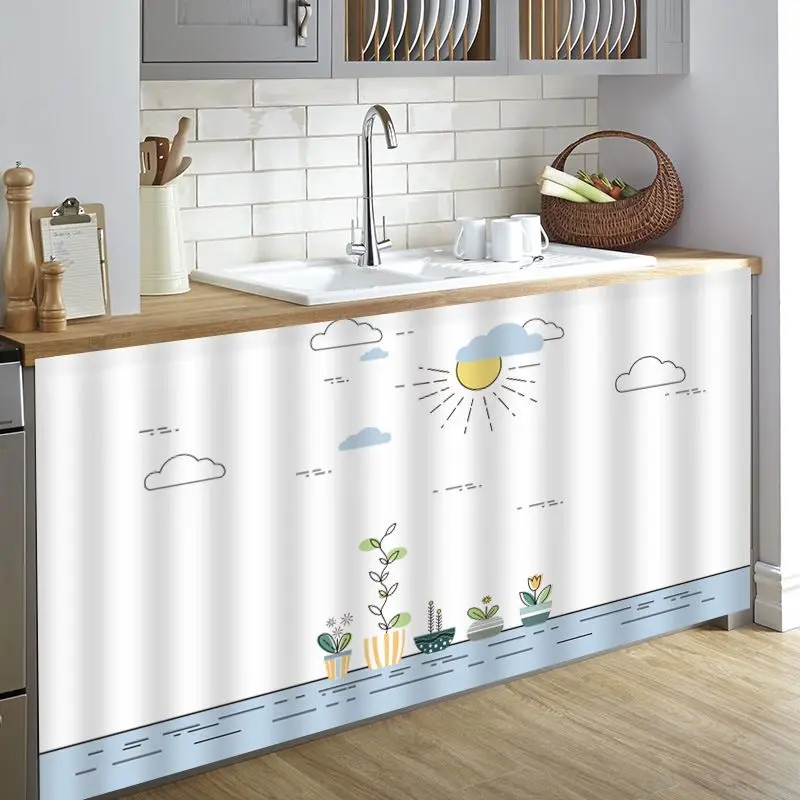 VIKAMA Kitchen Utensil Cabinet Curtain Spatula Spoon Toaster Print Under Sink Cover For Kitchen Cupboard Shelf Dining Decor