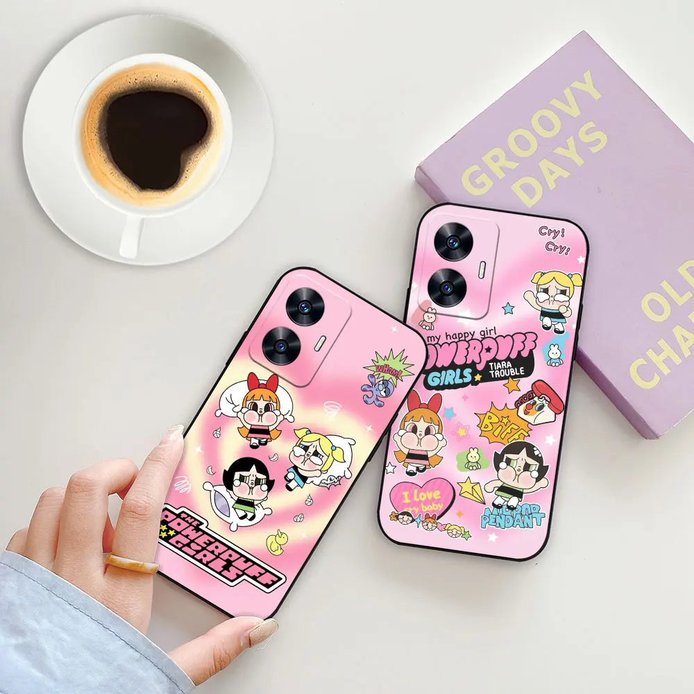 Cartoon The P-Powerpuff Girls Phone Case For Realme C55 C53 C35 C33 C31 C30 C30S C21 C21Y C20 C15 C12 C11 Narzo 50A 50I 50 Cover