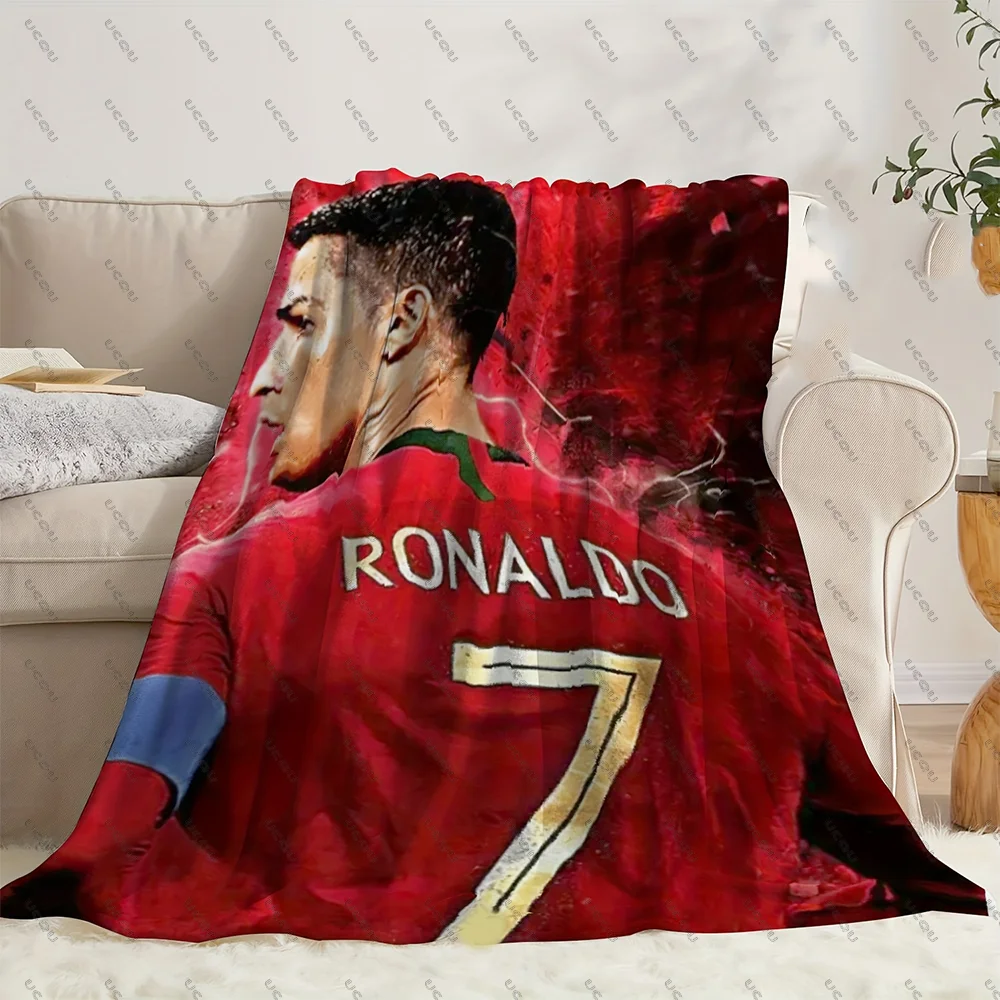 

Autumn Winter Football Travel Gift Blanket Warmth Bed Office Nap Gift Camping Flannel Blanket Comfortable Soccer Soft Ronaldo 7