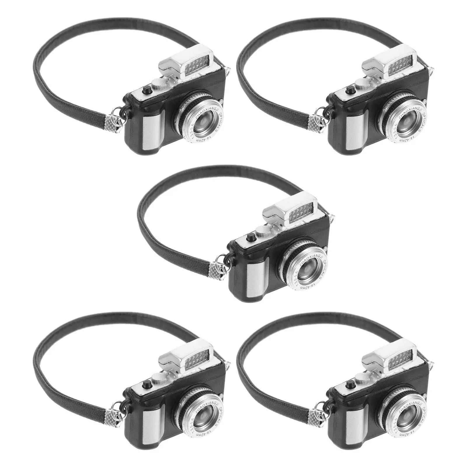 

5Pcs Miniature Vintage Camera Ornament with Detachable Strap for Dollhouse Decor Photography Prop Creative Camera Decor Desktop