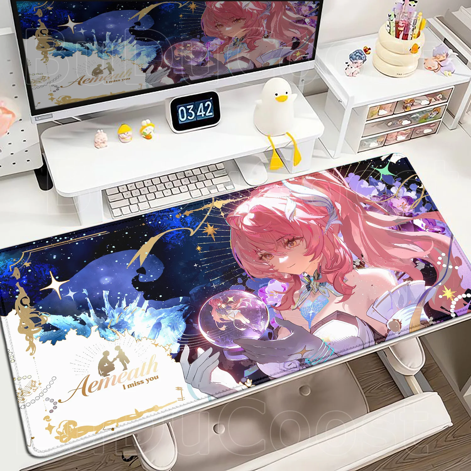

Anime Pink Girl Mouse Pads HD Printing Wuthering Waves Aemeath Mouse Pad Gaming Mouse Pad Table Pads Large 900x400 Desktop Mats