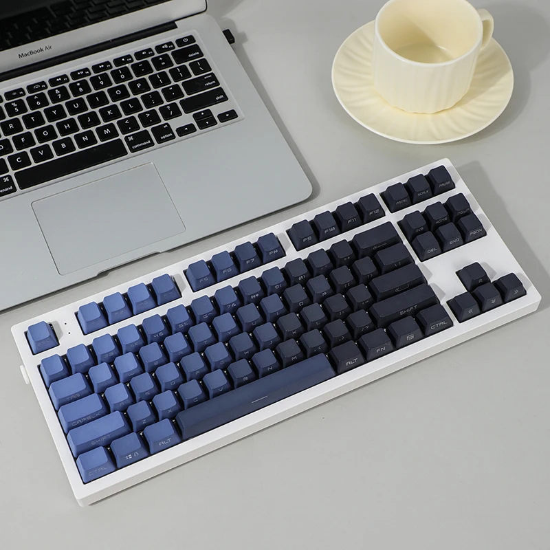 

134 Keys Dark Blue Gradient Keycaps Side Print OEM PBT Double Shot Back Light Shine Mechanical Keyboard MAC GK61 Anne Pro 2