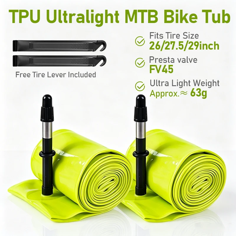 Road Tpu Tube MTB 26 27.5 29Inches Bike TPU Inner Tube Tire French Valve FV45mm Anti-Oxidation Gravel MTB Bike Inner Tube