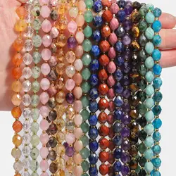 8x7mm Natural Oval Agate Quartz Stone Beads Faceted Loose Bead For Jewelry DIY Making Bracelet Necklace Accessories 7.5inch