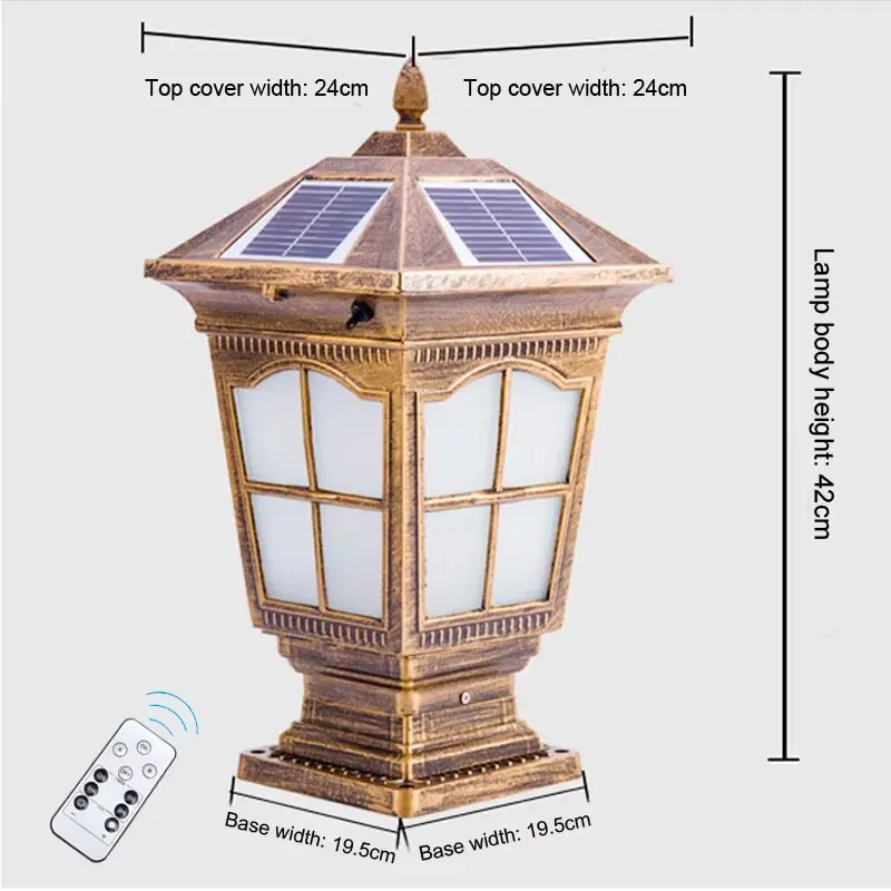 Lampe solaire de poteau, éclairage de jardin étanche, style européen, pour villa, cour, café, lampe 