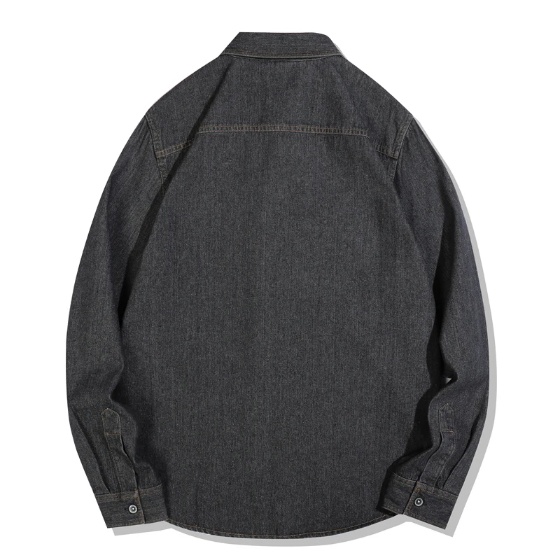 2025 ฤดูใบไม้ผลิฤดูใบไม้ร่วงมาถึงใหม่ผู้ชายอเมริกันVINTAGEล้างDENIMเสื้อ-Workwearเสื้อลําลองแขนยาวเสื้อ