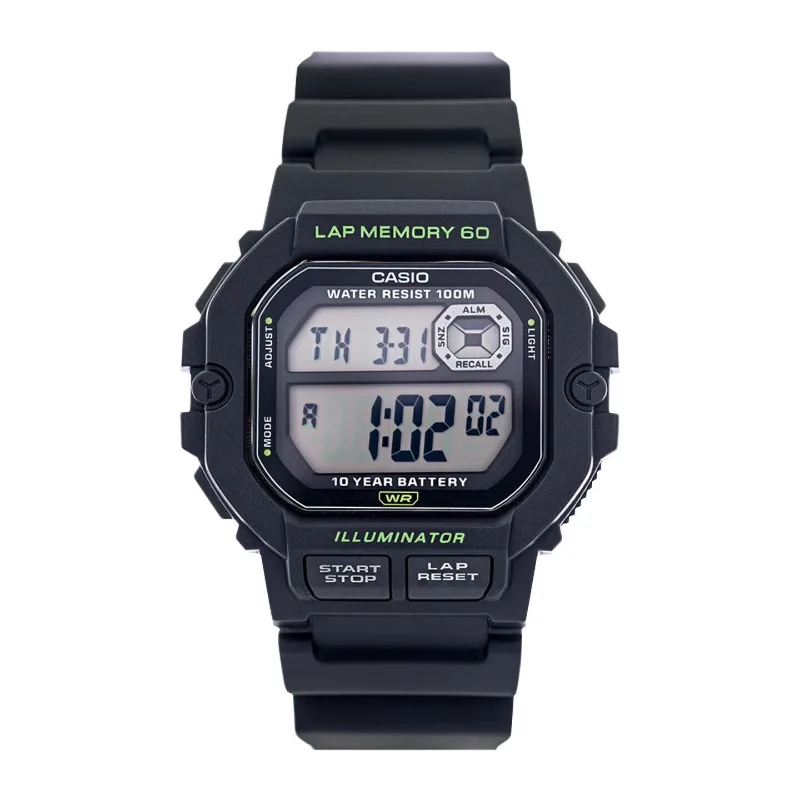 Casio WS-1400H-1A Classic Small Square Digital Watch Retro Waterproof Multifunctional Sports Watch Student Daily Watch
