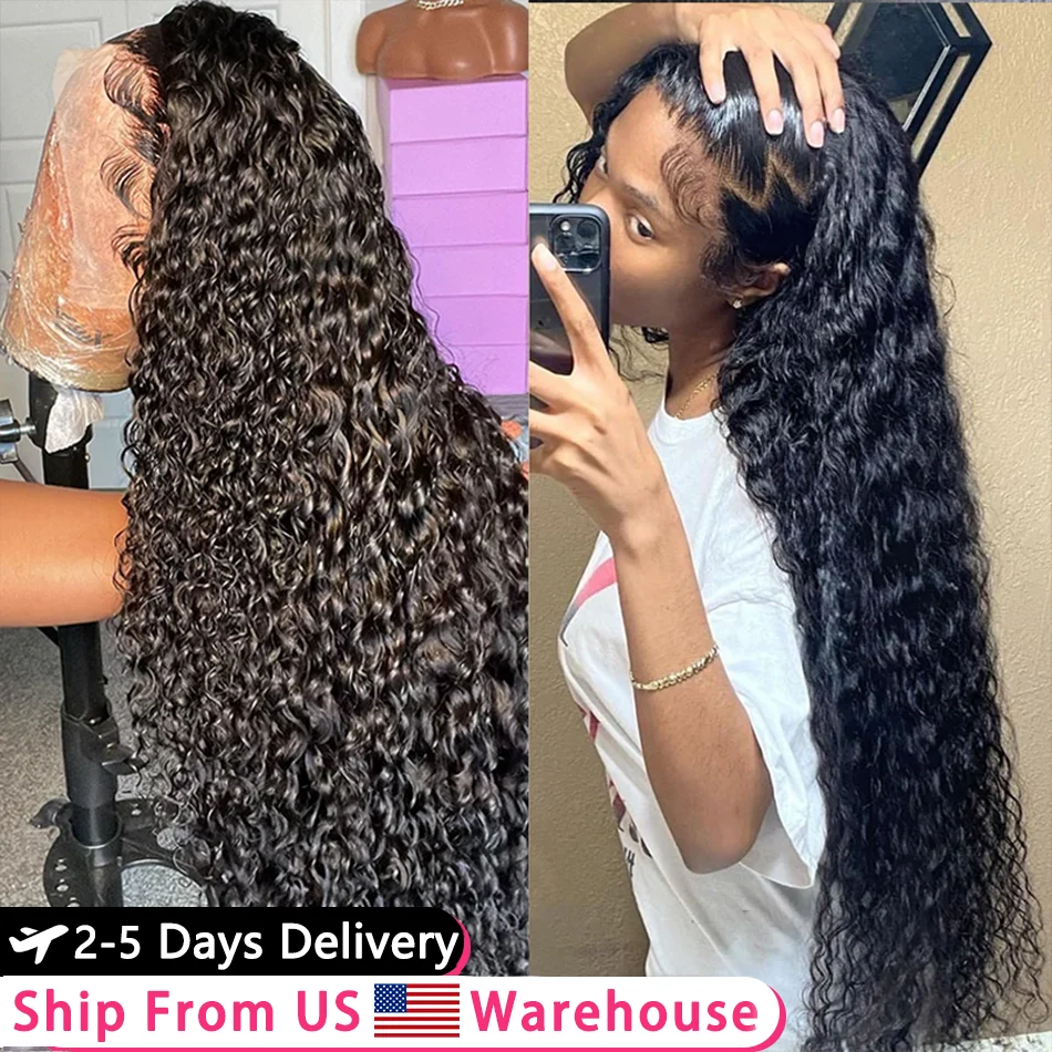 30 Inch Deep Wave Frontal Wig 100% Human Hair Wigs Transparent 13x6 HD Lace Front Wig For Women Water Wave Wigs Human Hair 360