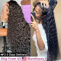 30 Inch Deep Wave Frontal Wig 100% Human Hair Wigs Transparent 13x6 HD Lace Front Wig For Women Water Wave Wigs Human Hair 360